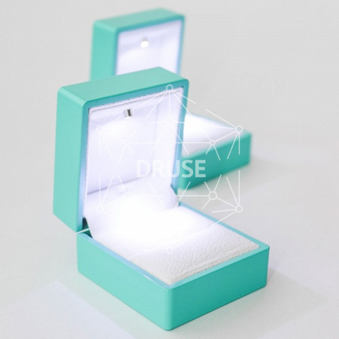 Футляр пластиковый, с подсветкой (№01 под кольцо (валик) - бирюзовый; флок - белый) 187101